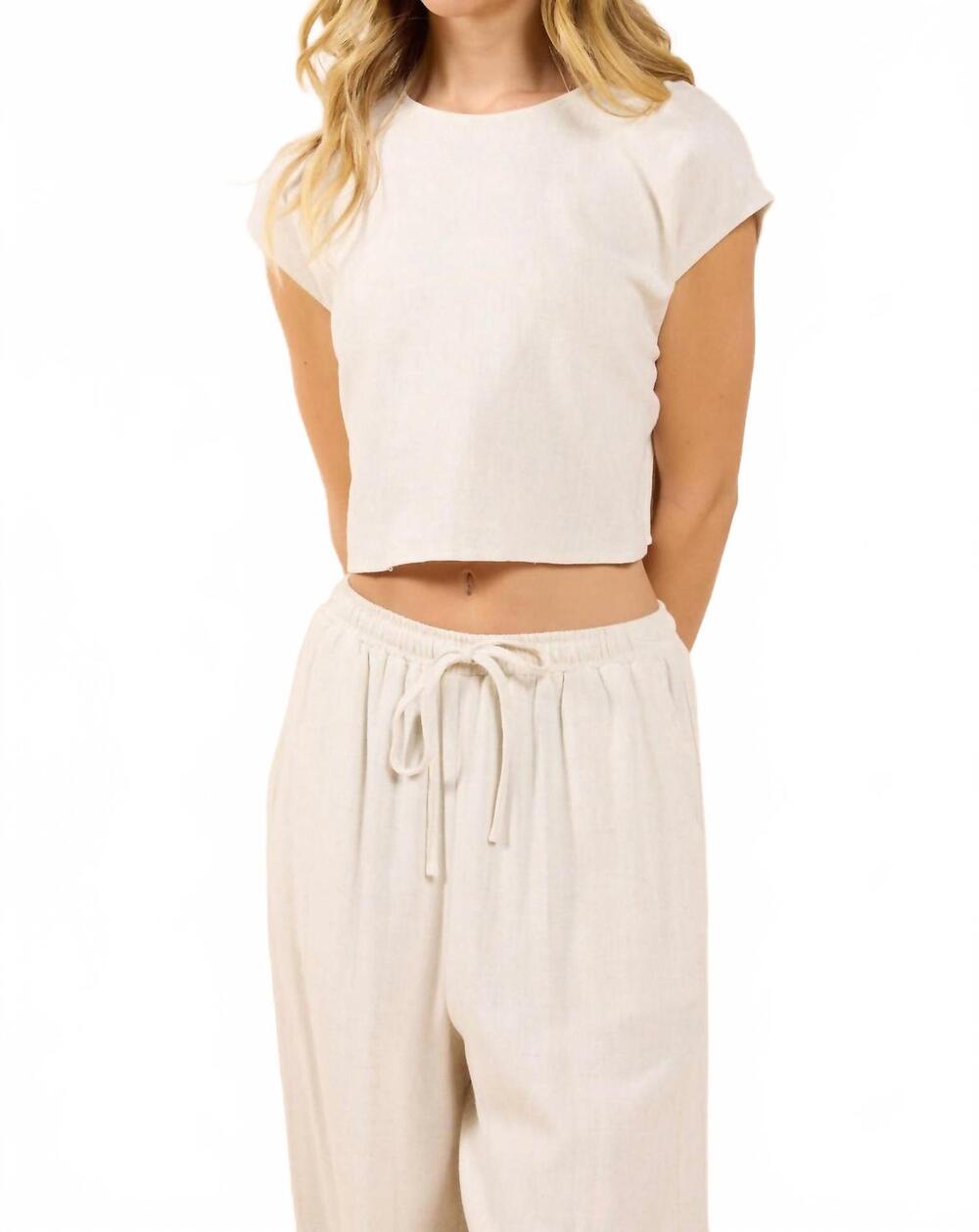 NEW SADIE & SAGE sugarloaf sleeveless linen top in oatmeal